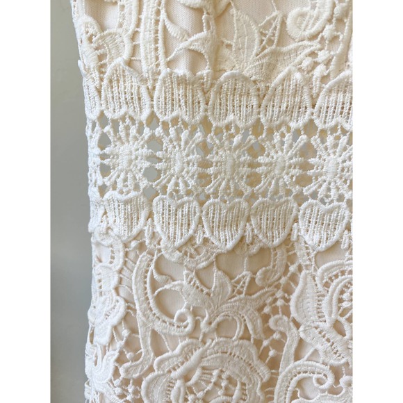 THE IMPECCABLE PIG Women's Cream Lace Sleeveless Mini Sheath Dress size M - Picture 7 of 11